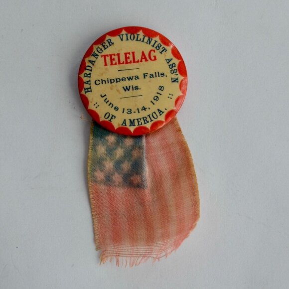 Antique 1918 Hardanger Violinist Association Telelag Pin Chippewa Falls Violin - Picture 1 of 6